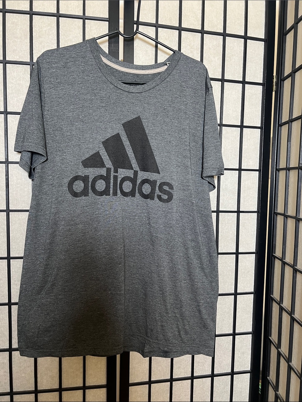 Adidas’s Men’s Charcoal Gray Logo Short Sleeve Tee